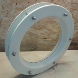 Porthole window embossed WHITE 350 mm glass transparent nuts coupling