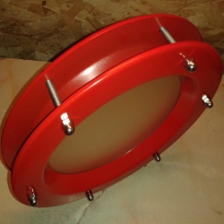 Porthole window embossed stainless steel RED 350 mm glass matte nuts coupling