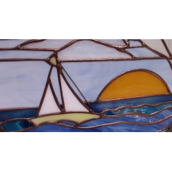 Porthole window color „Old gold” 350 mm STAINED GLASS No. 4 nuts coupling