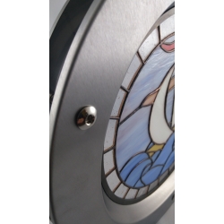 Porthole window embossed INOX 350 mm STAINED GLASS No. 7 nuts flange