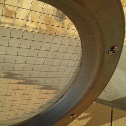 Porthole window embossed INOX 350 mm glass reinforced nuts flange