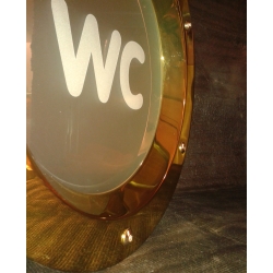 Porthole window embossed GOLDEN color 350 mm glass matte toilet nuts flange