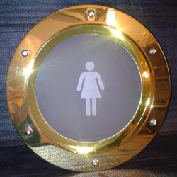 Porthole window GOLDEN color 350 mm glass matte Ladies' toilet nuts flange