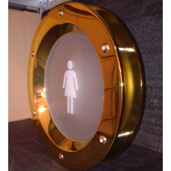 Porthole window GOLDEN color 350 mm glass matte Ladies' toilet nuts flange