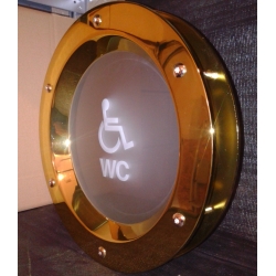 Porthole window GOLDEN color 350 mm glass toilet for the disabled nuts flange
