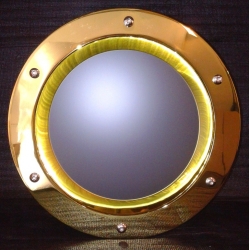 Porthole window embossed GOLDEN color 350 mm glass matte nuts flange