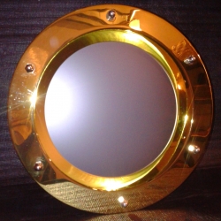 Porthole window embossed GOLDEN color 350 mm glass matte nuts coupling