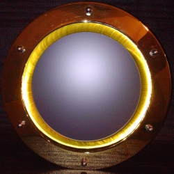 Porthole window embossed GOLDEN color 350 mm glass matte nuts coupling