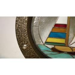 Porthole window color „Old gold” 350 mm STAINED GLASS No. 1 nuts coupling